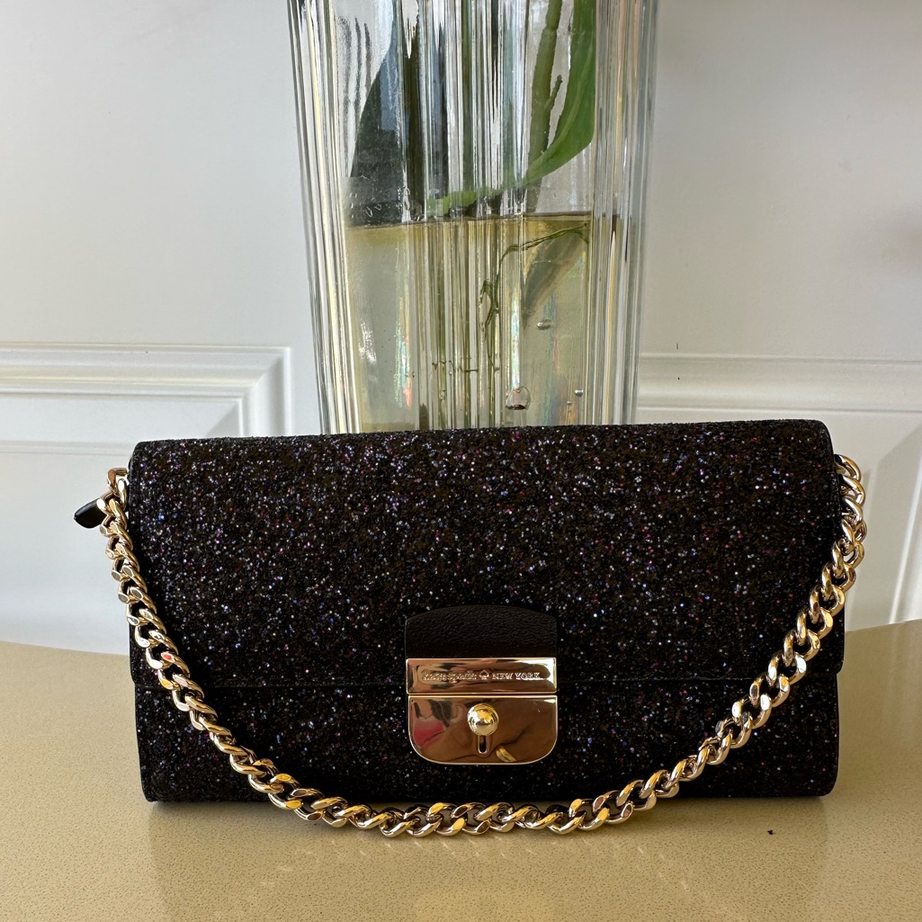 Kate Spade New York Sunset Lane Milou Black Glitter Clutch